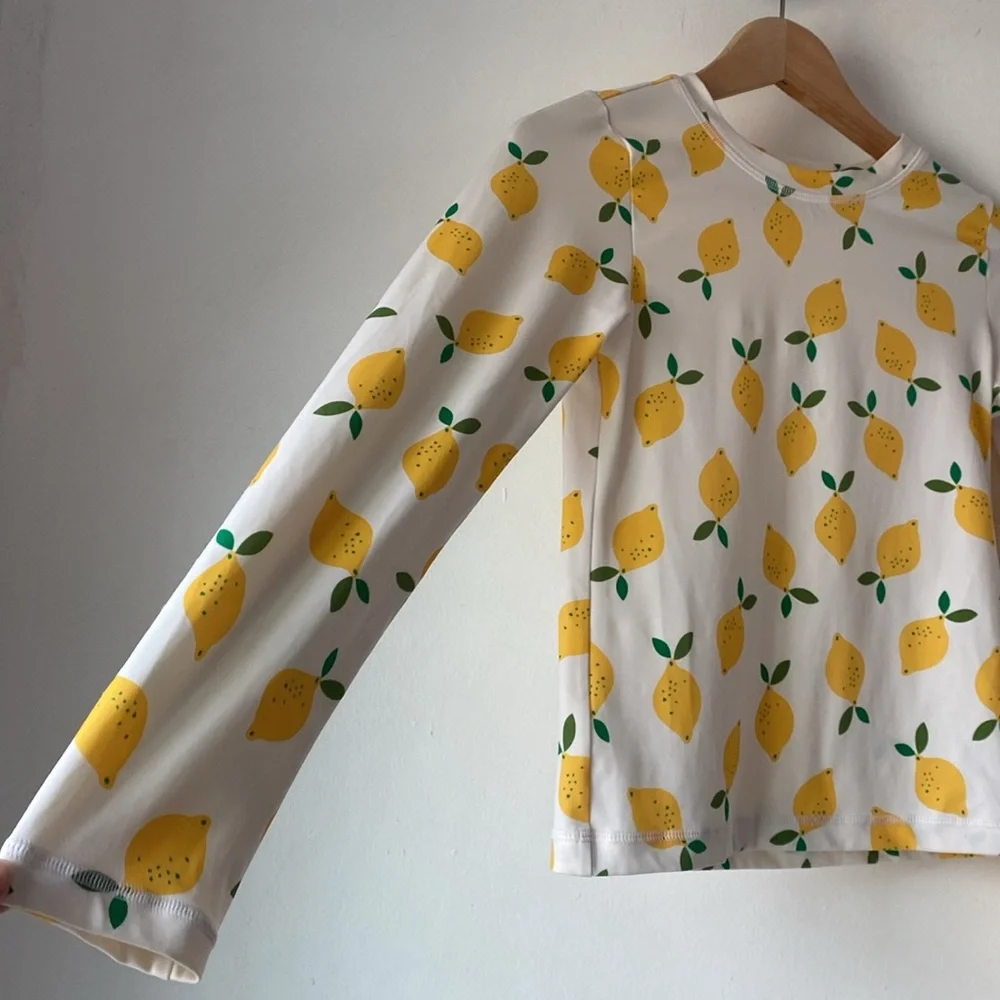 Hanna Andersson 12 Kids Lemon Print Rashguard